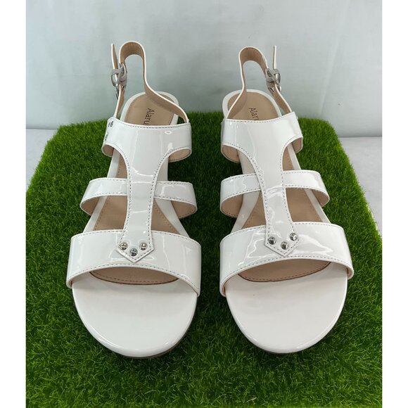 Alaruba Womens Faux Leather White Sandals With Adjustable Ankle Strap Size 8.5 M - Picture 2 of 8